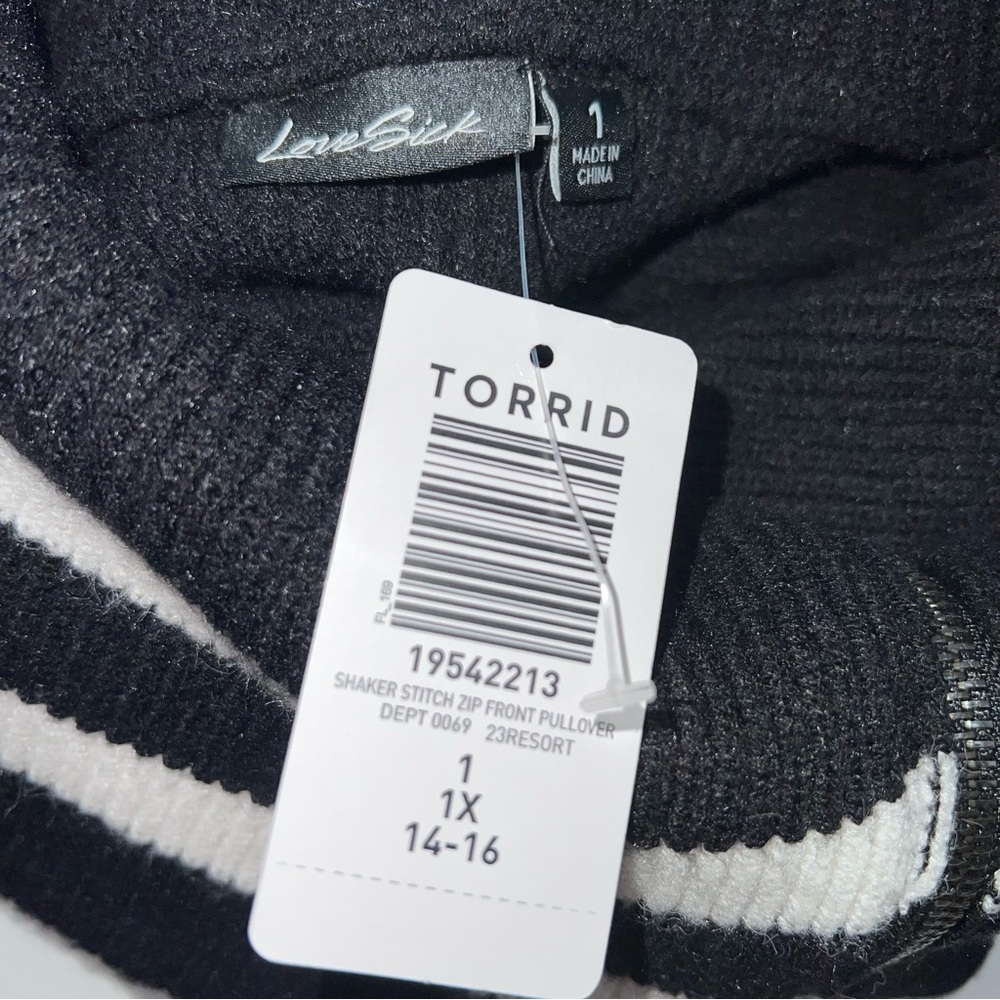 Torrid Black w/White Stripes on the Cowl Neck of the Sweater- Size 1X - Picture 7 of 10